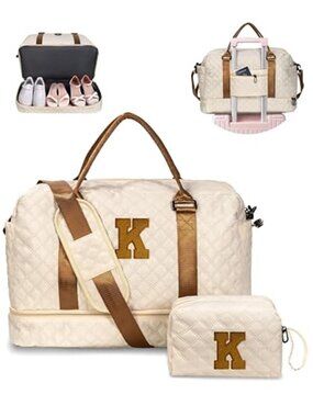 Personalized Weekender Bag Travel Duffel Carry On Shoe Compartment Cosmetic Bag